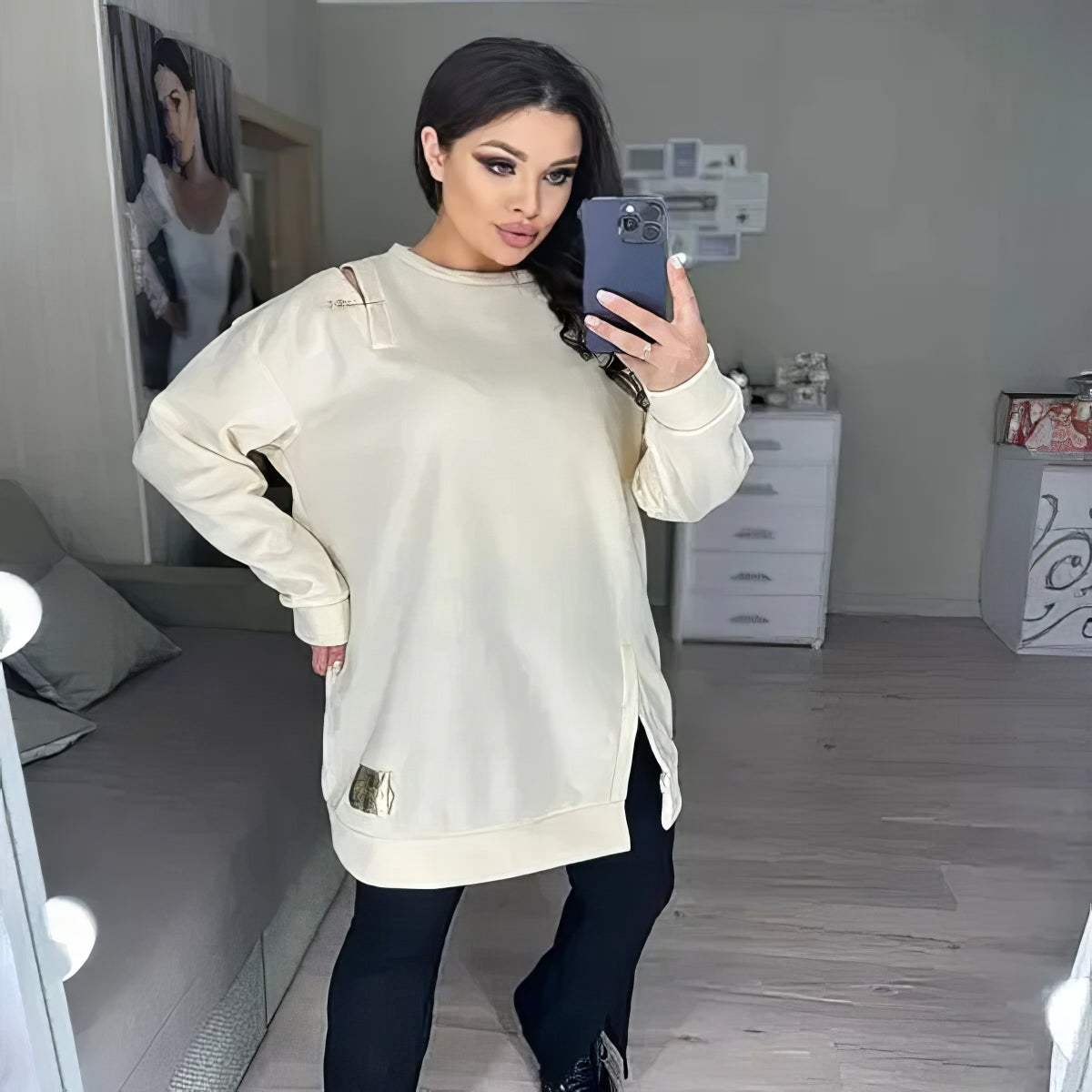 Women's casual elegant dress with slits