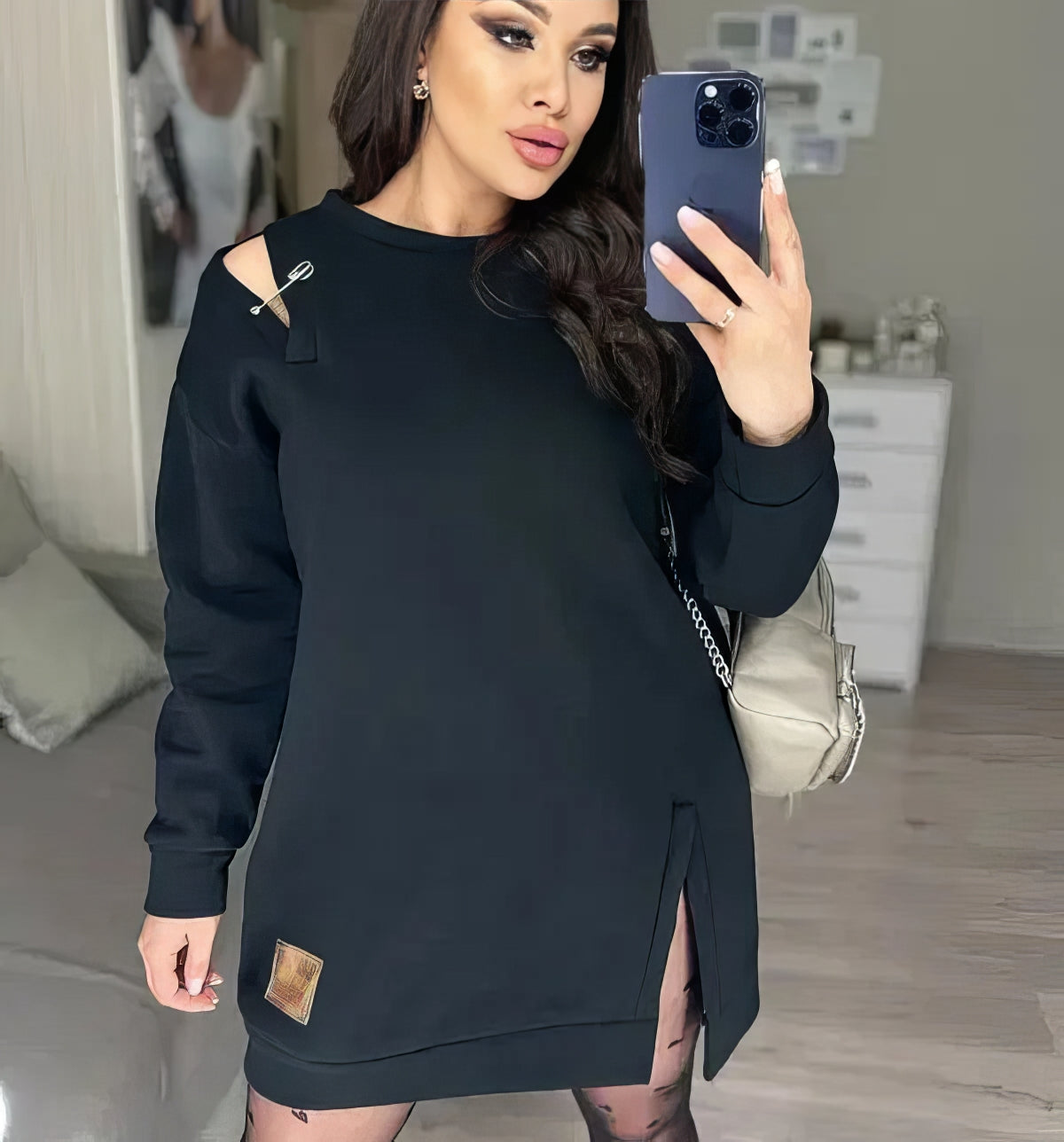 Women's casual elegant dress with slits