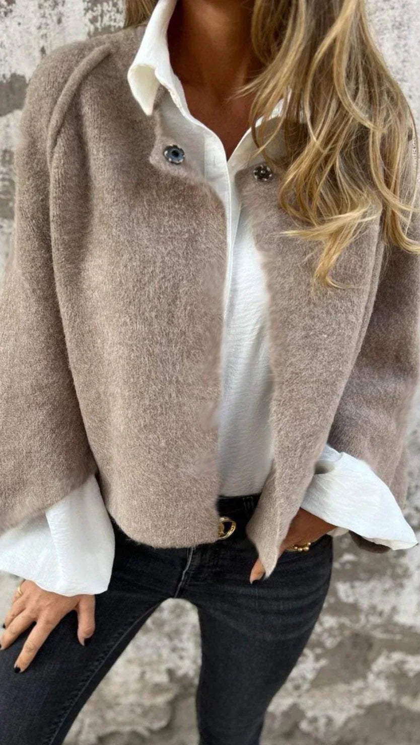 Marino | Cardigan de lana con cuello redondo y mangas largas