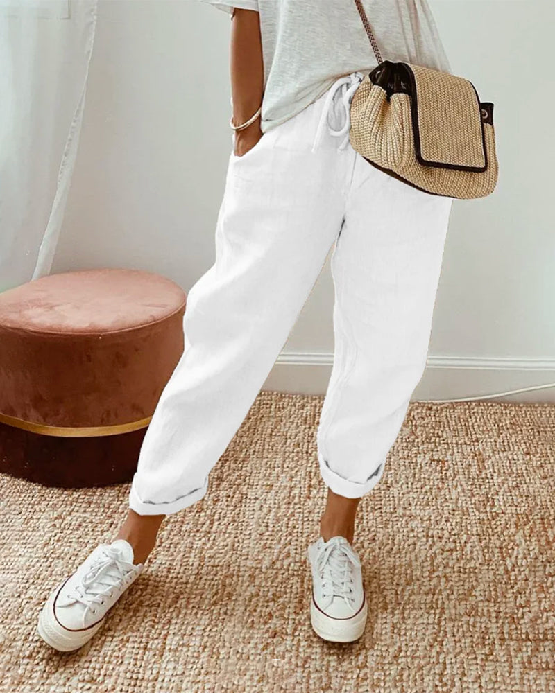 Pantalón de lino casual y elegante
