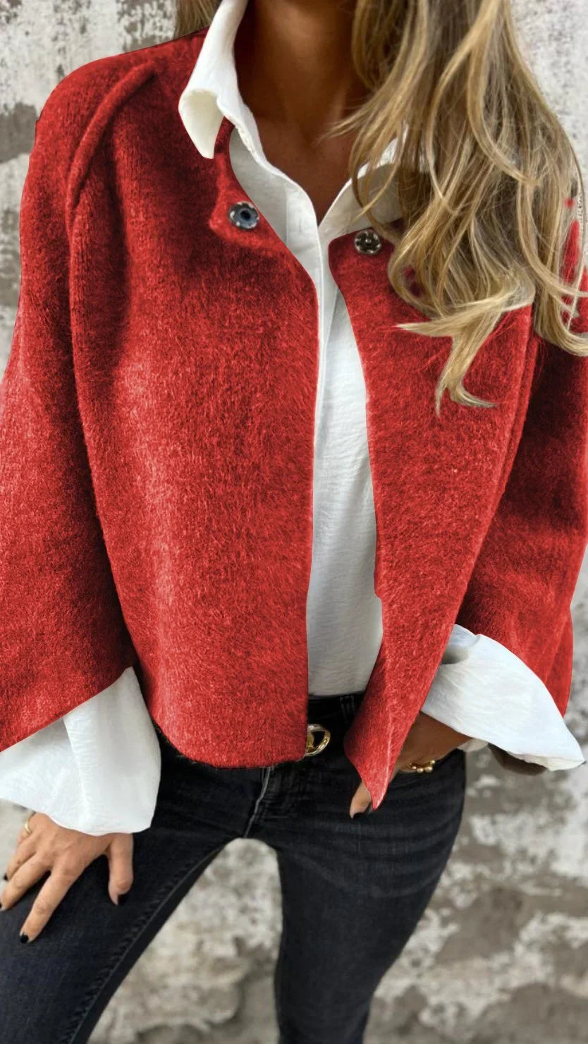 Marino | Cardigan de lana con cuello redondo y mangas largas